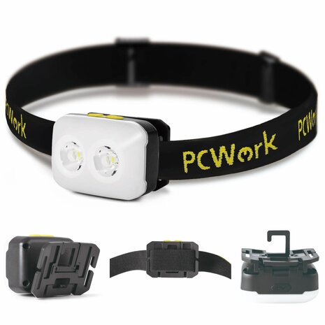 PCW12C LED hoofdlamp 380 lumen USB C oplaadbaar met warm wit koud wit focus en flood IPX4