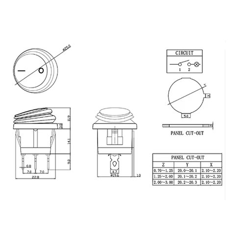 KCD1- Waterdichte ronde tuimelschakelaar 25 mm SPST 250V