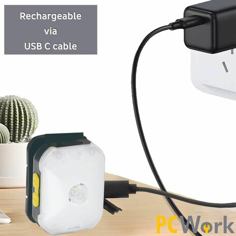 PCW12B LED Outdoor Hoofdlamp Oplaadbaar 200 Lumen USB C IPX4