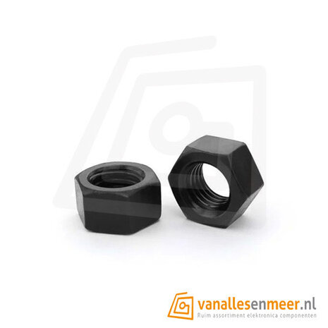 Nylon zeskantmoer M3 zwart 50 stuks