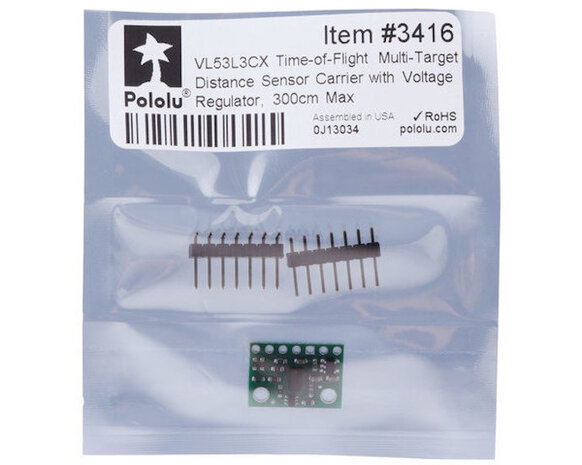 VL53L3CX Time-of-Flight Multi-Target Afstandssensor met Spanningsregelaar Pololu 3416