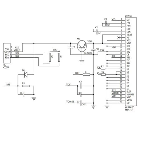 OLED 1.3 inch I2C display 128x64 4 pin wit op zwart voor Arduino en microcontrollers