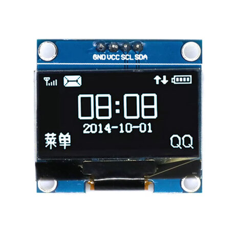 OLED 1.3 inch I2C display 128x64 4 pin wit op zwart voor Arduino en microcontrollers