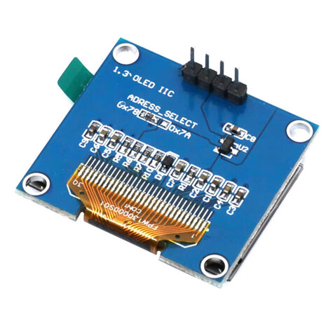 OLED 1.3 inch I2C display 128x64 4 pin wit op zwart voor Arduino en microcontrollers