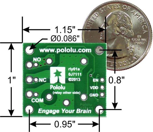 Pololu 2480 Basic SPDT Relay Carrier met 5VDC Relais