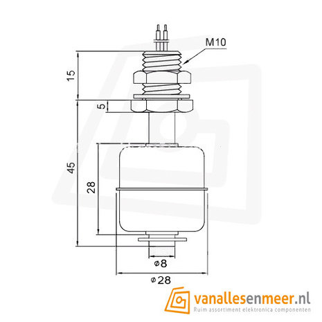 Waterniveau sensor Verticaal RVS