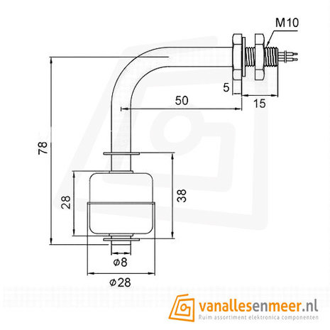 Waterniveau sensor Horizontaal RVS