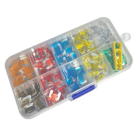 Low Profile Mini Zekering Assortiment 100 stuks &ndash; Auto Motor Scooter Zekeringen in Opbergbox