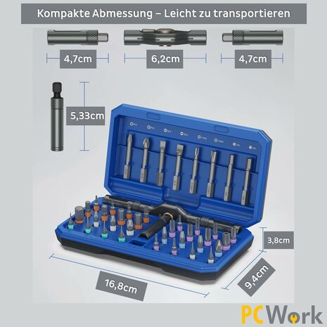 PCWork PCW08K Precision Ratchet Set 42-in-1 Magnetic Screwdriver Kit