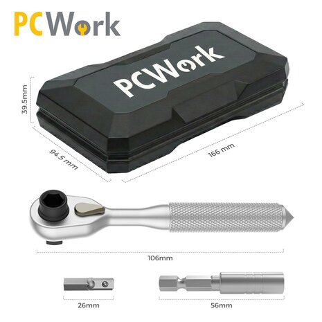 PCWork PCW08L Precisie Ratelset 42-delig voor Elektronica- en Fietsreparatie