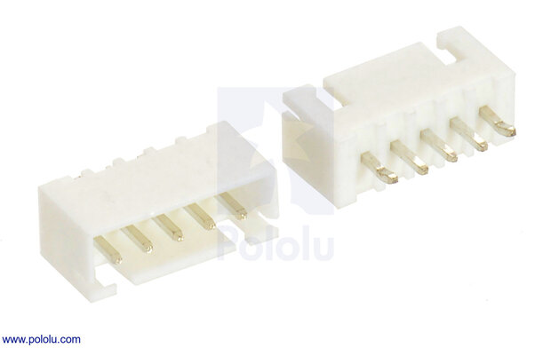 Pololu 2720 2.5 mm JST XH-Style Shrouded Male connector: 5-Pin, Straight (2-Pack) Click to zoom