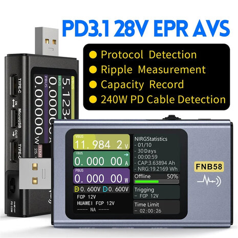 FNIRSI FNB58 BT USB Fast Charge Tester
