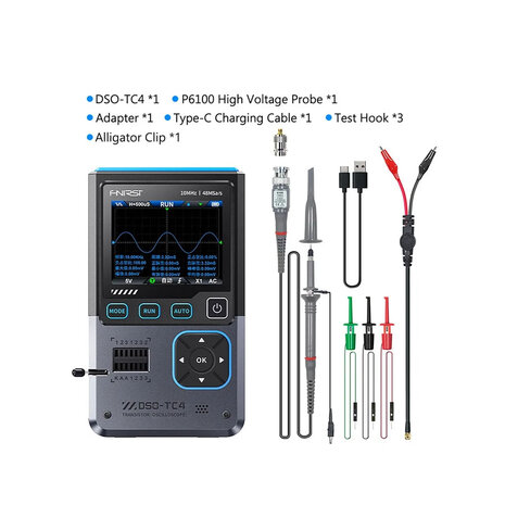 FNIRSI DSO-TC4 3-in-1 Digitale Oscilloscoop, Transistortester en Signaalgenerator