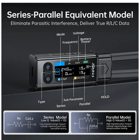 FNIRSI LCR-ST2 Plus 100K LCR ESR Meter 2-in-1 Digital Tweezers Bridge