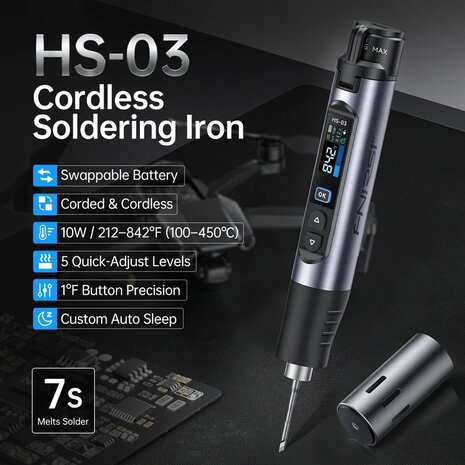 FNIRSI HS-03 Draadloze Soldeerbout met 18650 Accu en USB-C