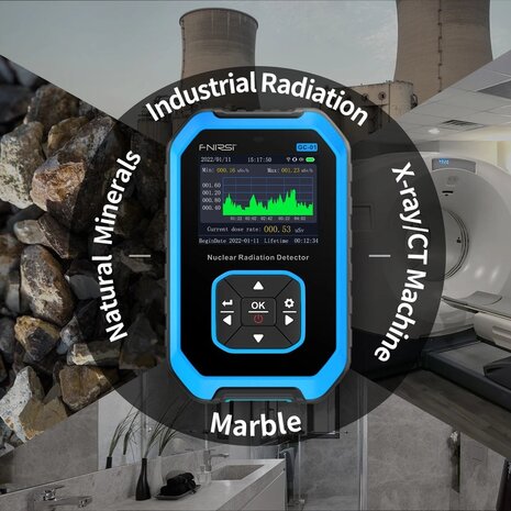 FNIRSI GC-01 Stralingsmeter Geigerteller Nucleaire Stralingsdetector met LCD en Alarm kleur Blauw