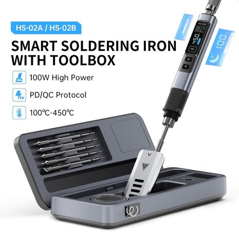 FNIRSI HS-02 Intelligente Soldeerbout met Draagbare Opbergkoffer