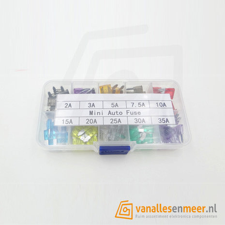 Mini auto zekering  Assortiment box  100 stuks