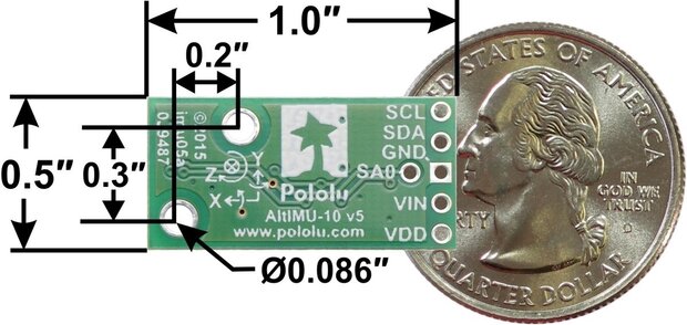 AltIMU-10 v5 Gyro, Accelerometer, Compass, and Altimeter (LSM6DS33, LIS3MDL, and LPS25H Carrier)  Pololu 2739