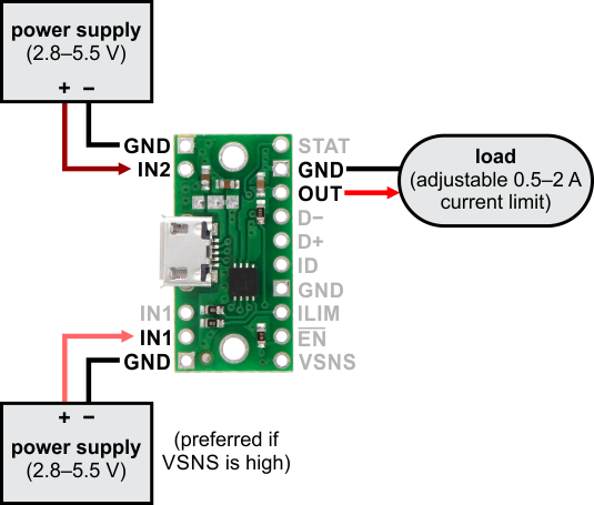 TPS2113A Power Multiplexer Carrier with USB Micro-B Connector Pololu 2596