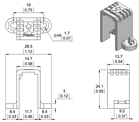 Mini Plastic Gearmotor Bracket Pair - Tall  Pololu 2681