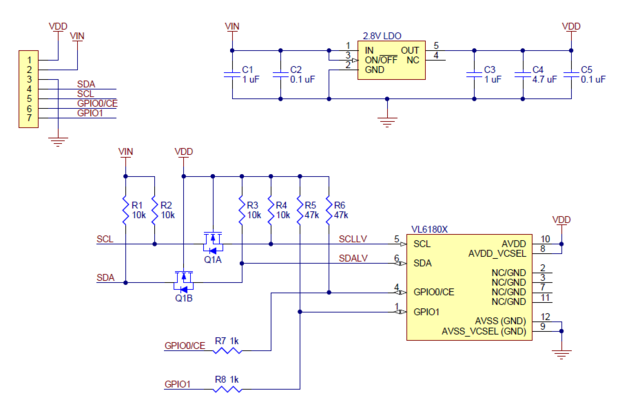 VL6180X Time-of-Flight Distance Sensor with Voltage Regulator  Pololu 2489