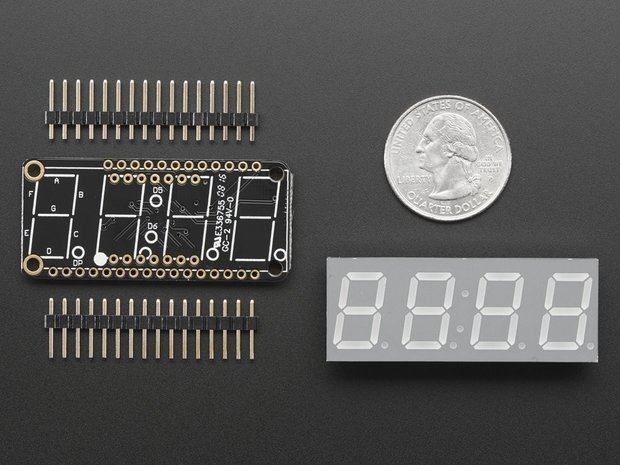 0.56" 4-Digit 7-Segment FeatherWing Display - Blue  Adafruit 3106