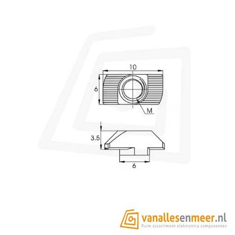 T-sleuf hamer m3 6mm sleuf 