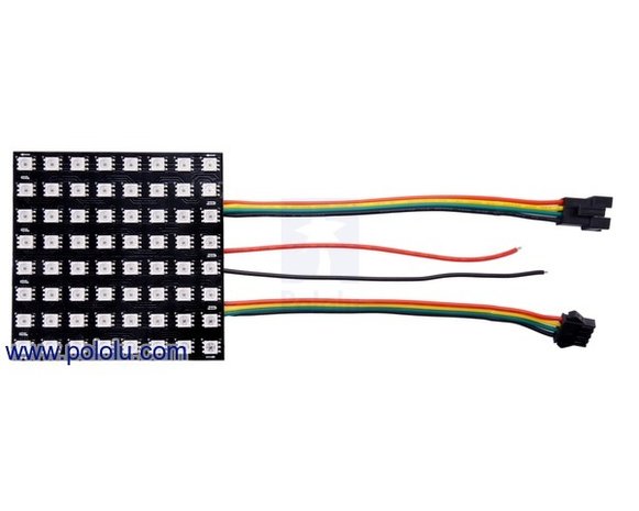 Addressable RGB 8x8-LED Flexible Panel, 5V, 10mm Grid  Pololu 2532