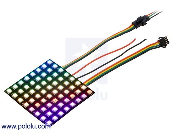 Addressable RGB 8x8-LED Flexible Panel, 5V, 10mm Grid  Pololu 2532