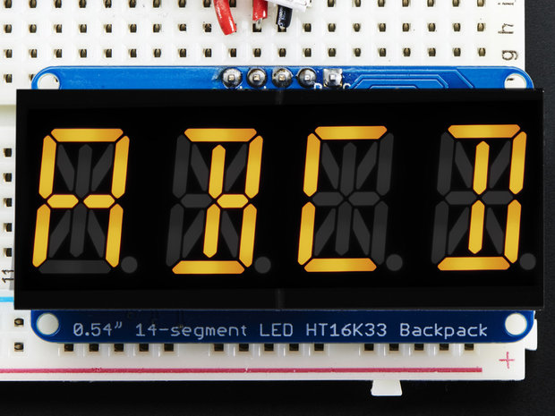 Quad Alphanumeric Display - Yellow 0.54" Digits w/ I2C Backpack Adafruit 2158