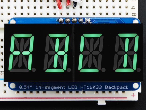 Quad Alphanumeric Display - Pure Green 0.54" Digits w/ Backpack Adafruit 2160