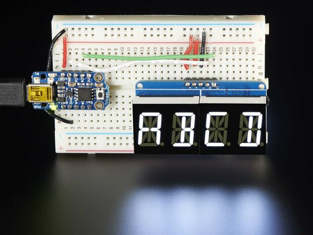 Quad Alphanumeric Display - White 0.54" Digits w/ I2C Backpack Adafruit 2157