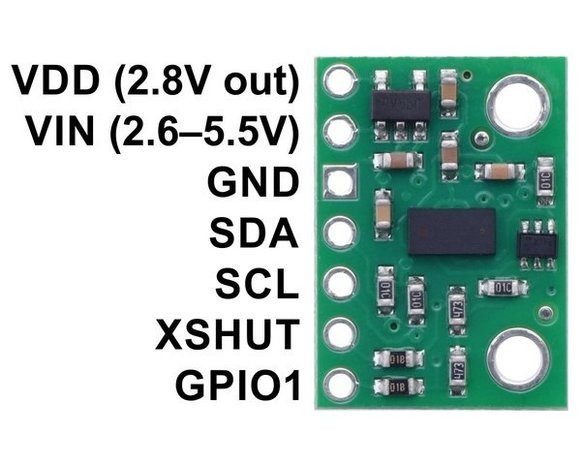 VL53L0X Time-of-Flight Distance Sensor Carrier with Voltage Regulator, 200cm Max Pololu 2490