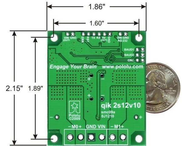 Qik 2s12v10 Dual Serial Motor Controller  Pololu 1112