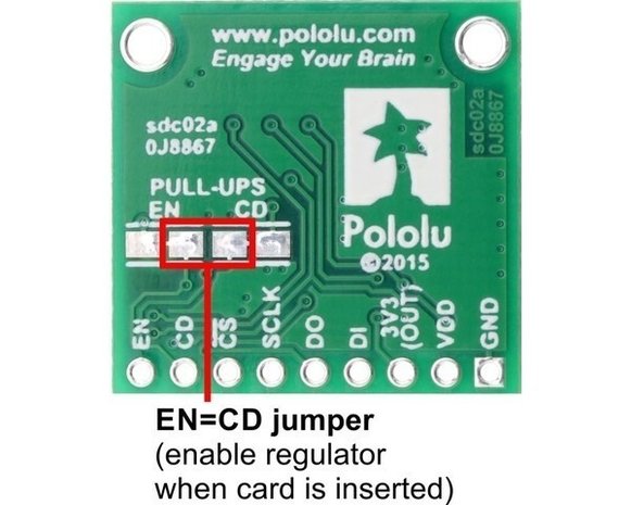 Breakout microSD Card with 3.3V Regulator and Level Shifters Pololu 2587