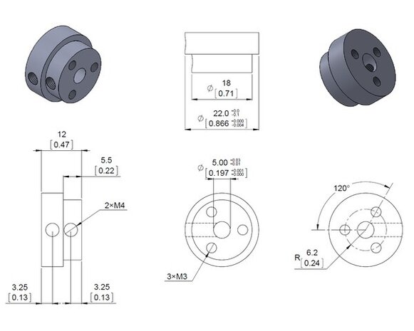 Aluminum Scooter Wheel Adapter for 5mm Shaft  Pololu 2673