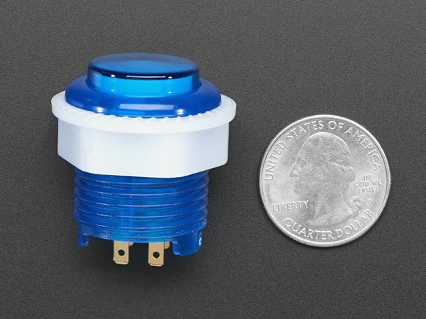 Mini LED Arcade Button - 24mm Translucent Blue Adafruit 3432