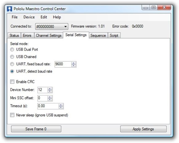 Mini Maestro 12-Channel USB Servo Controller (Assembled) Pololu 1352