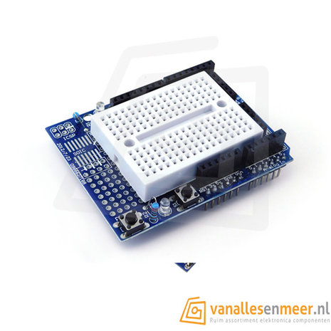 Prototype shield Arduino uno met mini breadboard 