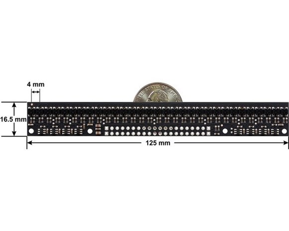 QTRX-HD-31A Reflectiesensor Array: 31-kanaals, 4 mm, analoge, lage stroom  Pololu 4431