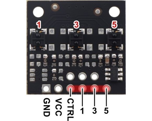 QTRX-MD-03A Reflectiesensor Array: 3-kanaals, 8 mm pitch, analoge output, lage stroom  Pololu 4443