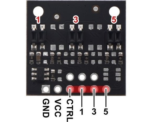 QTR-MD-03A Reflectiesensor Array: 3-kanaals, 8 mm pitch, analoge output  Pololu 4243