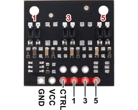 QTR-MD-03RC Reflectiesensor Array: 3-kanaals, 8 mm pitch, RC-uitgang Pololu 4143