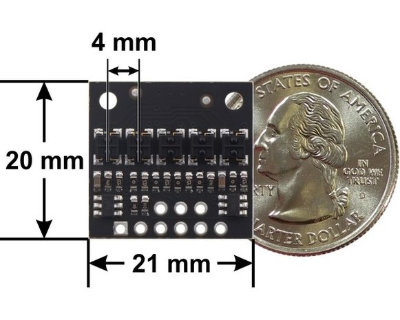 QTRX-HD-05A Reflectiesensor Array: 5-kanaals, 4 mm pitch, analoge output, lage stroom Pololu 4405