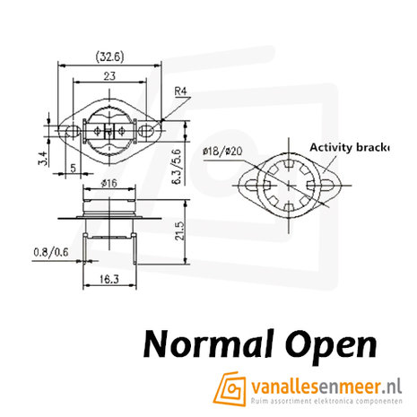 Thermostaat KSD302  40gr tot 170gr normal open 