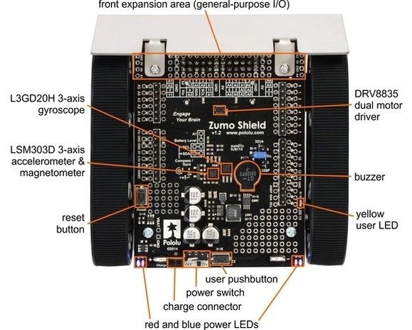 Zumo Robot for Arduino, v1.2 (Assembled with 75:1 HP Motors) Pololu 2510