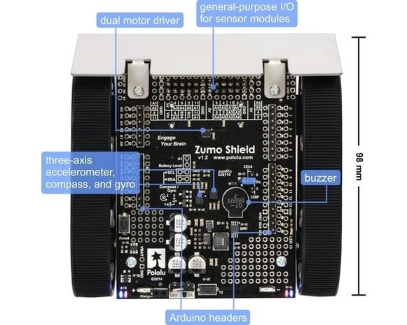 Zumo Robot for Arduino, v1.2 (Assembled with 75:1 HP Motors) Pololu 2510