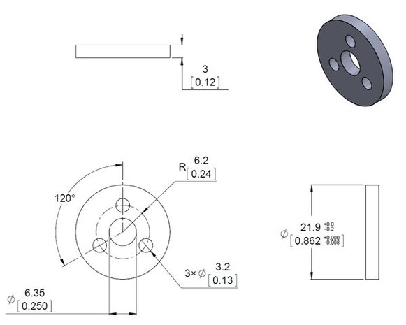 Aluminum Scooter Wheel Adapter for 4mm Shaft  Pololu 2672