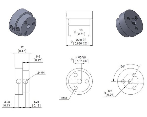 Aluminum Scooter Wheel Adapter for 4mm Shaft  Pololu 2672